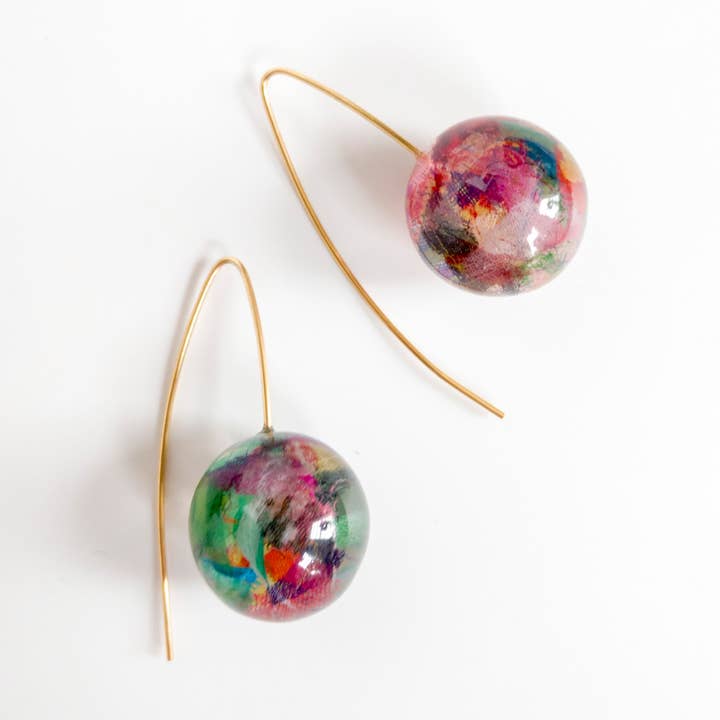 Sari-Kimono Resin Sphere Earrings - Small for wholesale by Belart Fair Trade