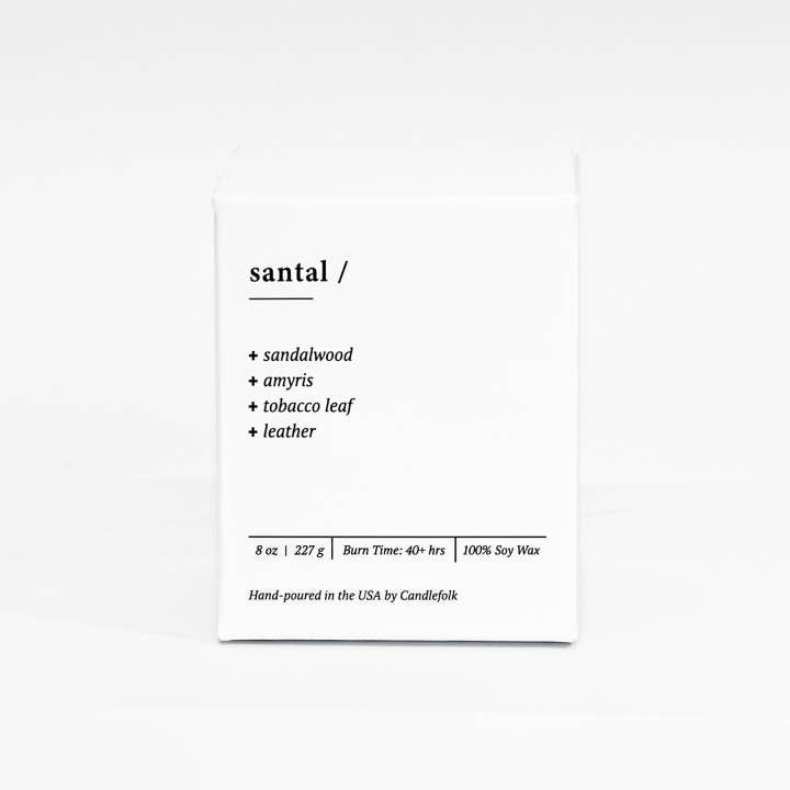 Candlefolk - Wholesale Jar/Filled Candle - Santal - 8 oz Soy Candle1
