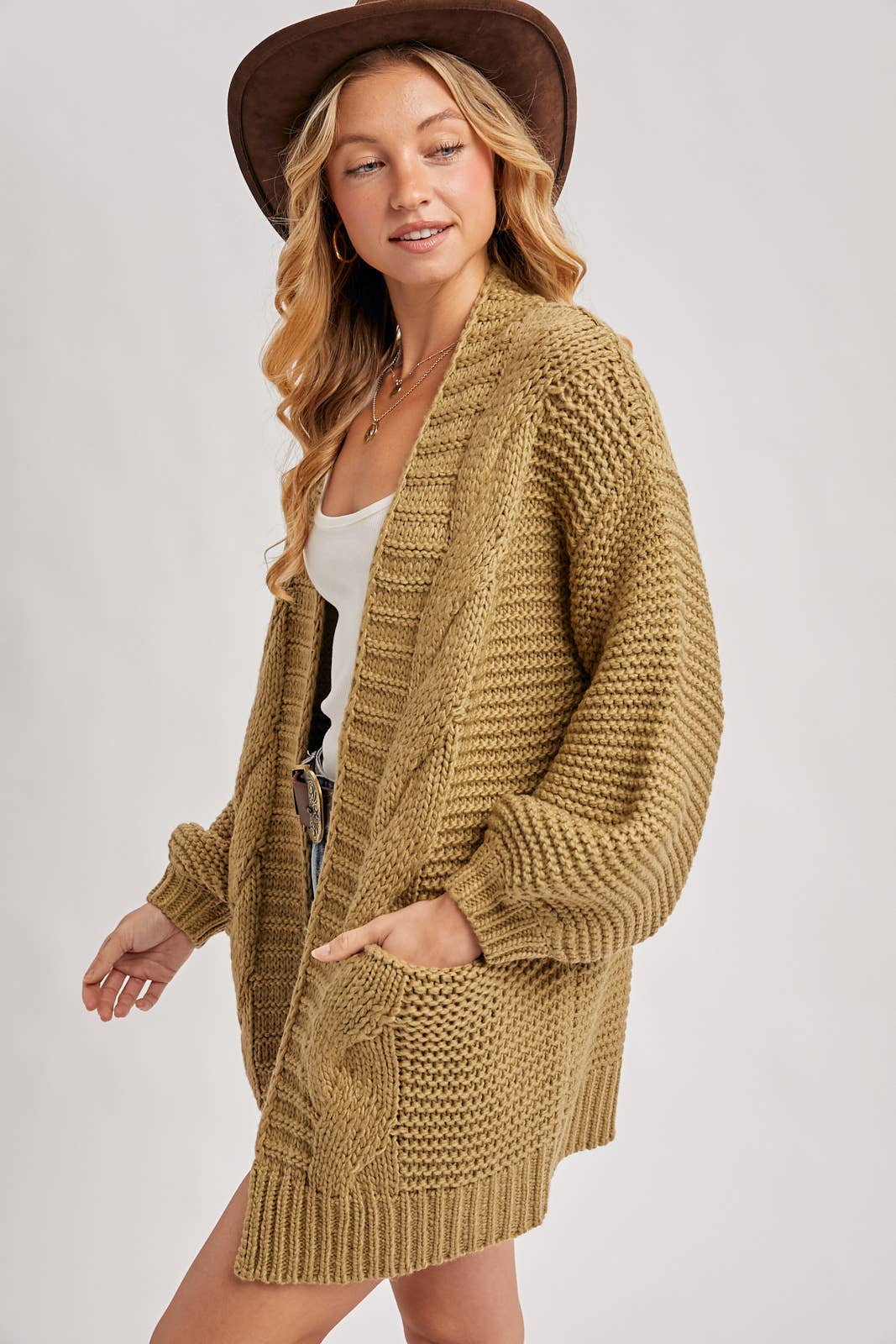 Bluivy - Vente Cardigan – femme - CARDIGAN À MANCHE LANTERNE À CÂBLE14