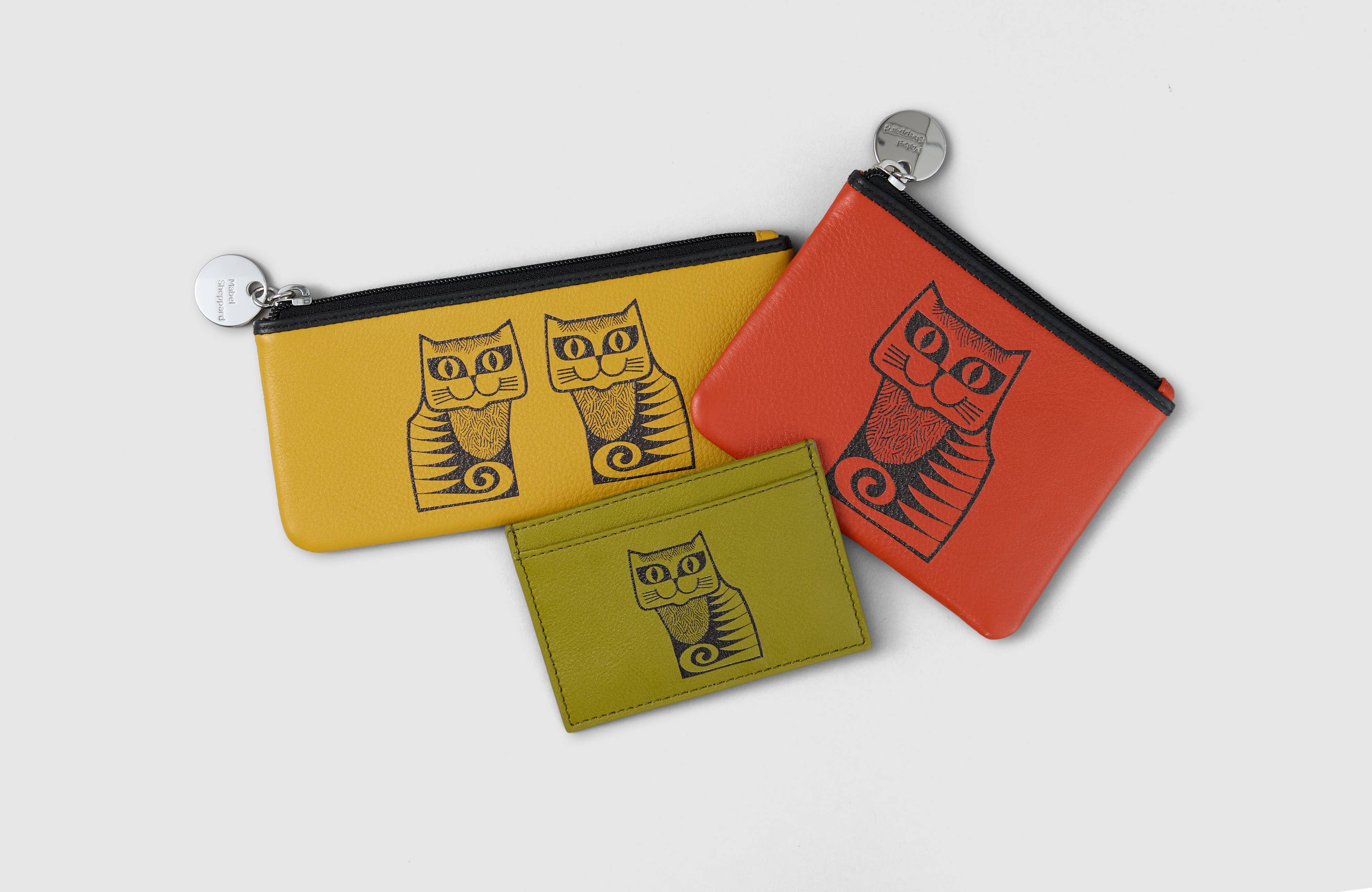 Mabel Sheppard - Wholesale Coin purse – Women’s - Mabel Sheppard x Hornsea Retro Cat Olive Leather Coin Purse6