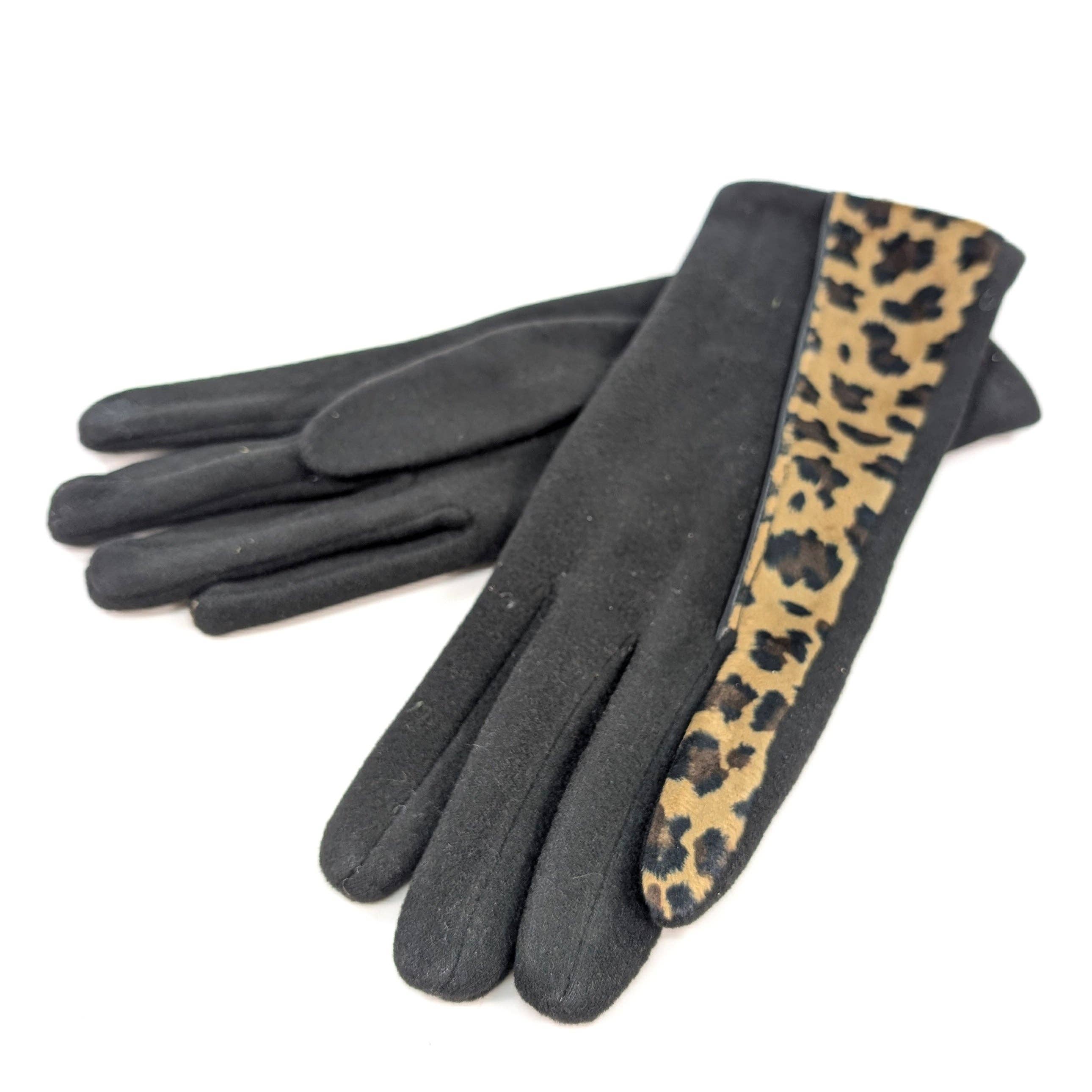Black Ginger – wholesale Gloves – Women's – Animal Print Brushstroke Gloves - Black0