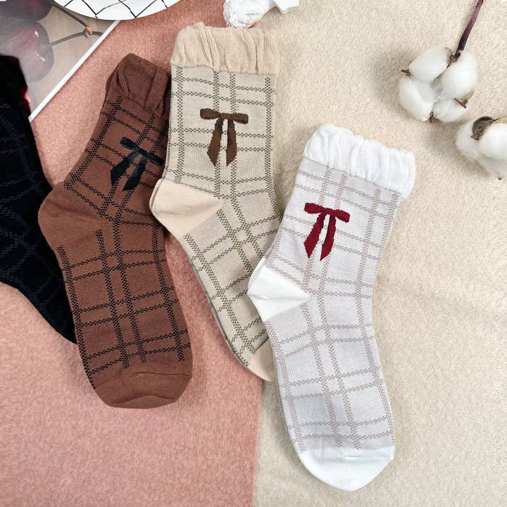 7DAYSSOCKS – wholesale Socks – Women's – Women's Crew Ribbon Check Socks10