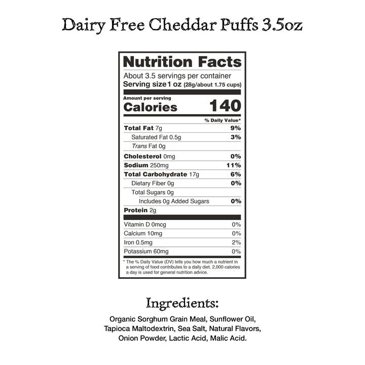 Rob's Brands - Wholesale Puffed snack - Dairy Free Cheddar Puffs (3.5oz)2