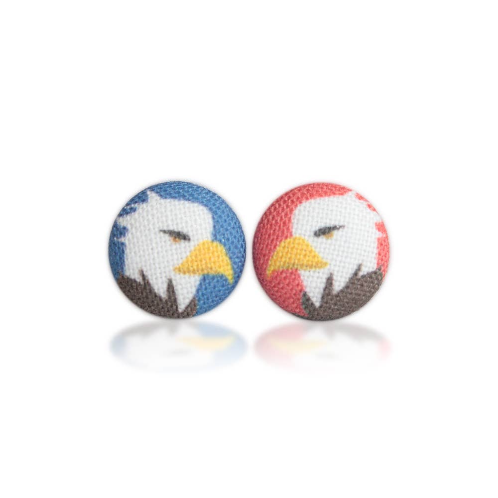 Rachel O's - Wholesale Stud/Post Earrings - Bald Eagles Fabric Button Earrings4