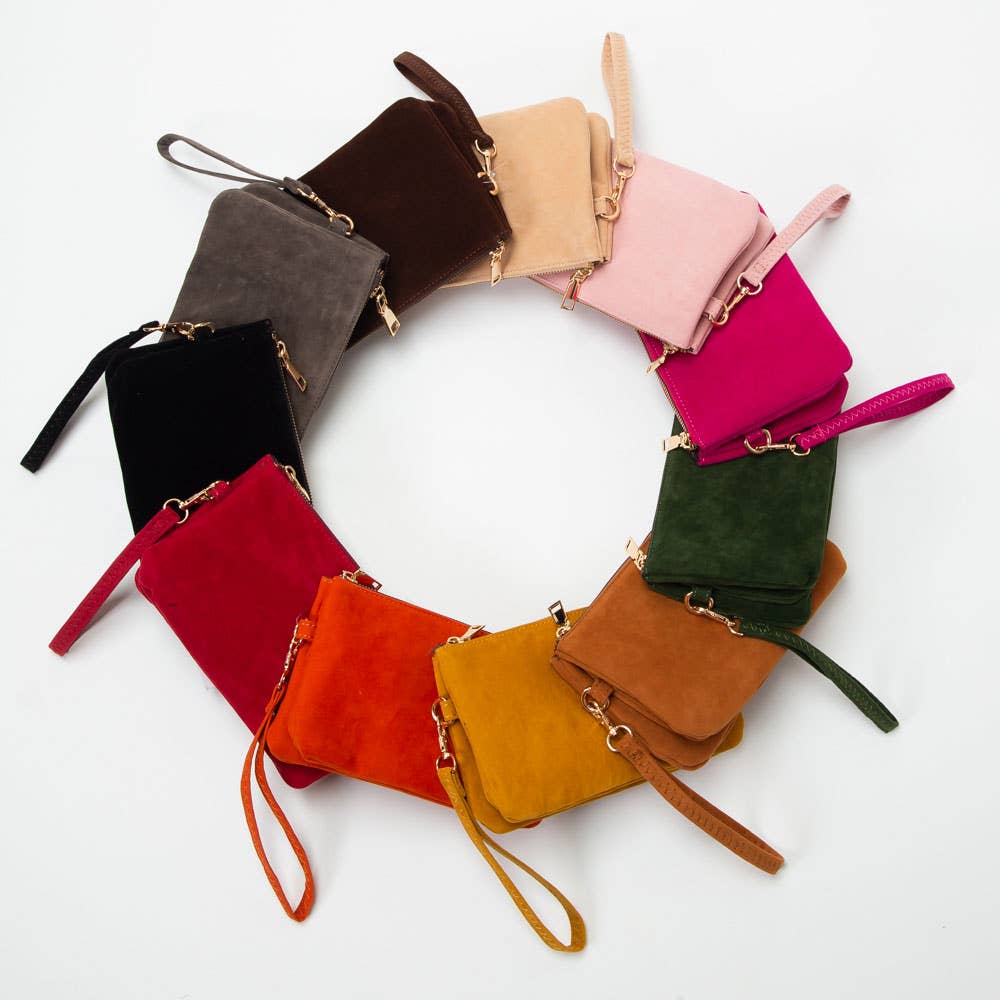 Sensibling Corp. - Wholesale Crossbody Bag - Women's - Plain Faux Suede Crossbody Clutch Bag13