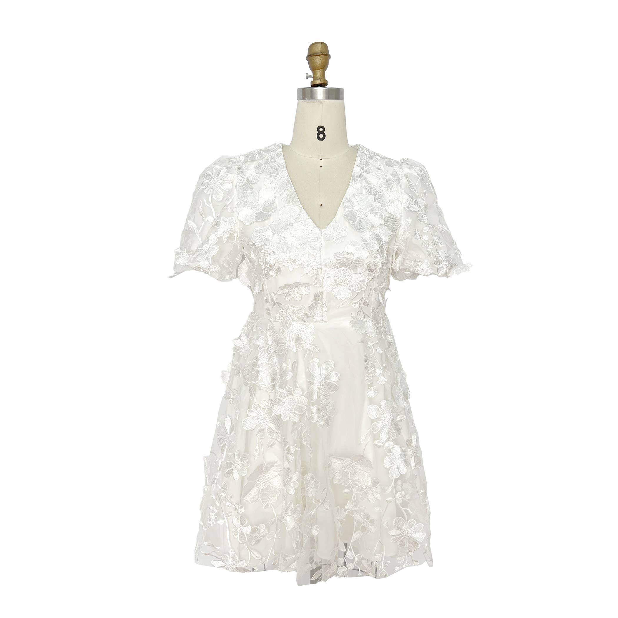 XHHH Inc - Wholesale Dress - Women's - X9035CD.3D Floral Embroidered Mini Dress4