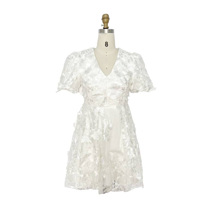 XHHH Inc - Wholesale Dress - Women's - X9035CD.3D Floral Embroidered Mini Dress4