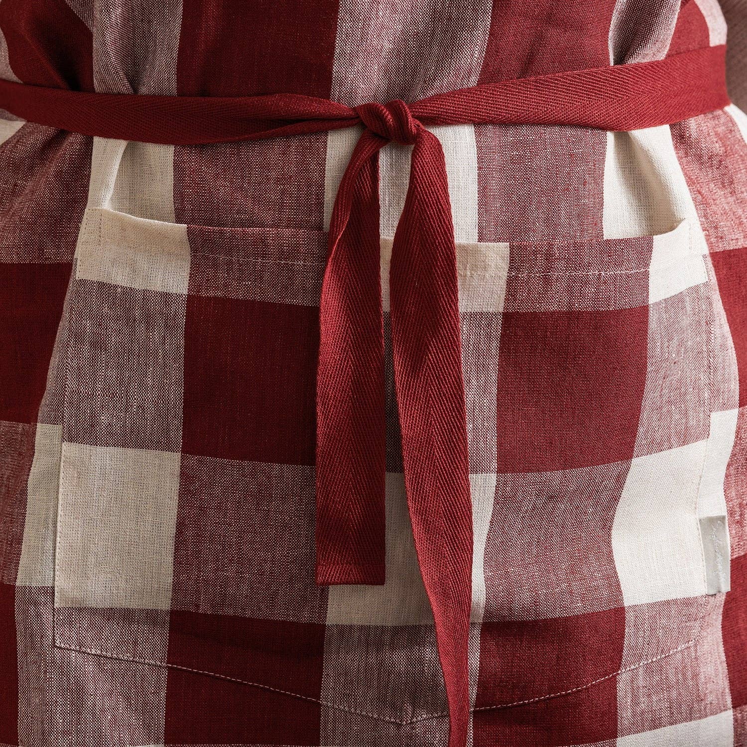 Sophie Allport - Wholesale Apron - Rustic Red Gingham Linen Cross Back Apron1