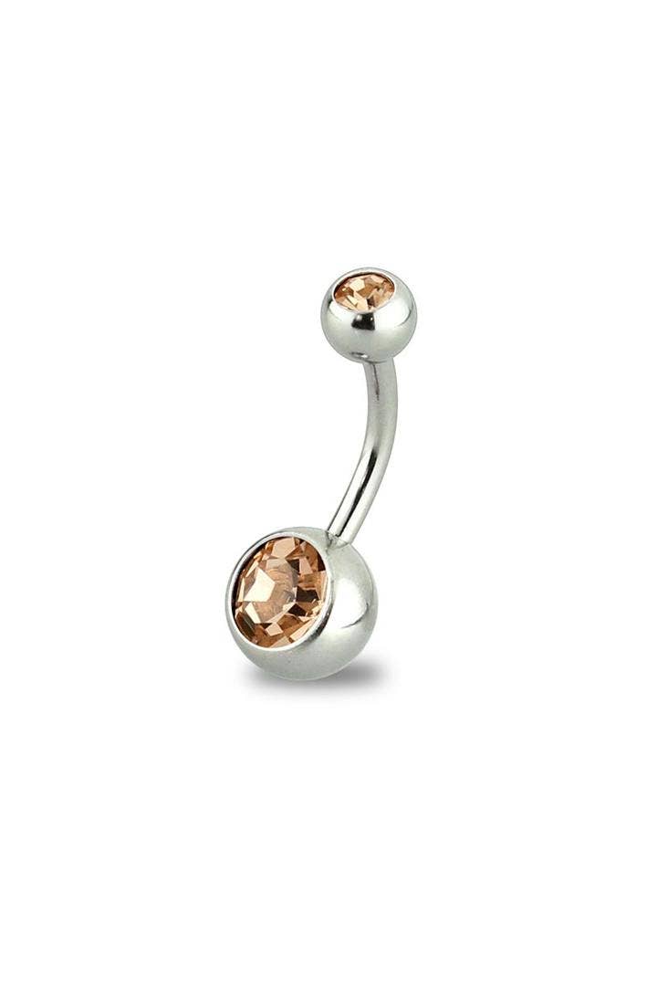 CRAVE – Großhandel Bauchnabel-Piercings – 10 MM LÄNGE BASIC 316L SS PRESS FIT DOPPEL EDELSTEIN NABELRING6