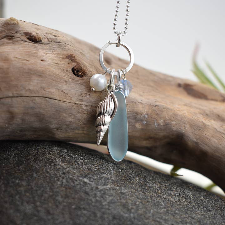 Whitelotus Design - Wholesale Pendant/Charm Necklace - Ocean treasures charm pendant - sea glass jewelry 7