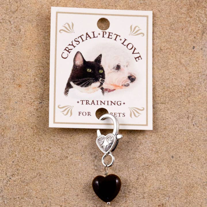Crystal Pet Love - Wholesale Pet Collar Charm - Cat/Dog - Tiger's Eye Training Heart Pet Pendant for Crystal Support3