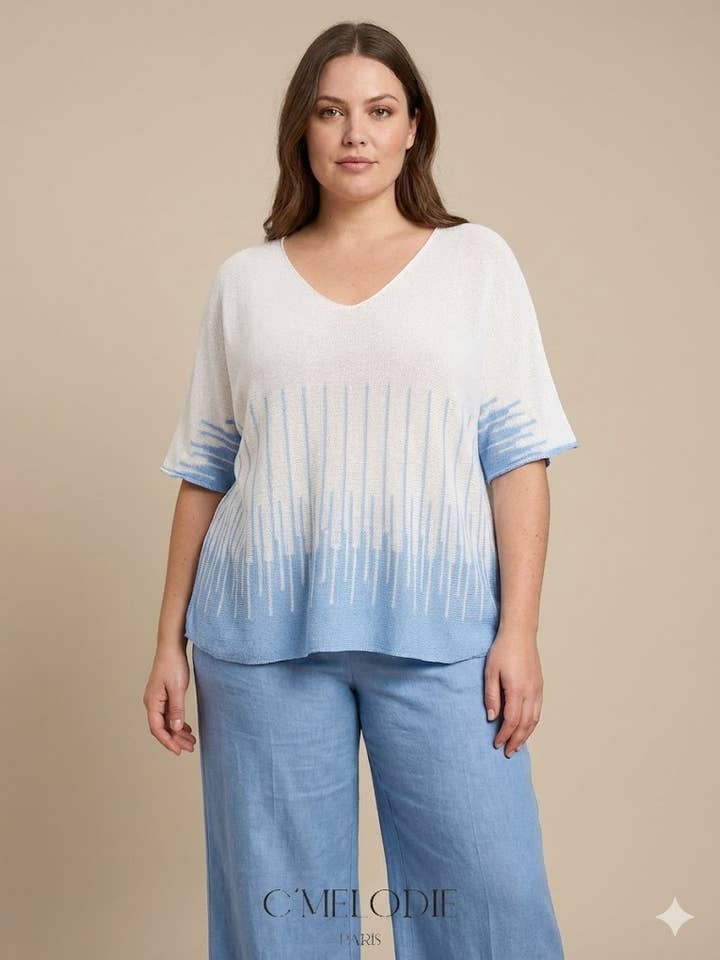 Large Size - Loose Sweater with Graphic Pattern for wholesale by C'MELODIE