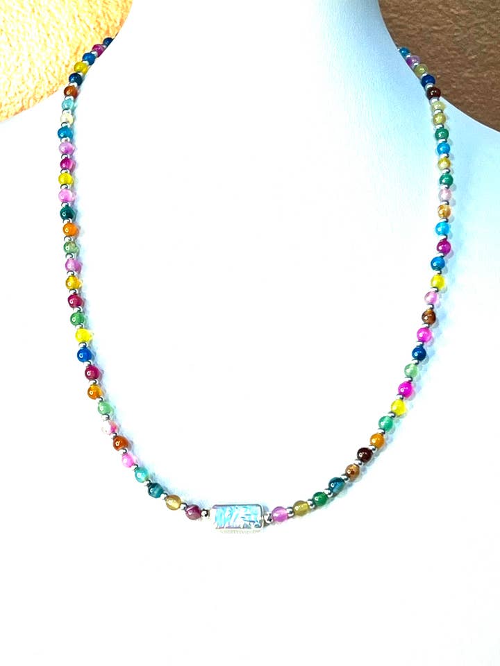 Dainty Minimalist Gemstone Necklace - Multicolored for wholesale by Beaded Vision Jewelry