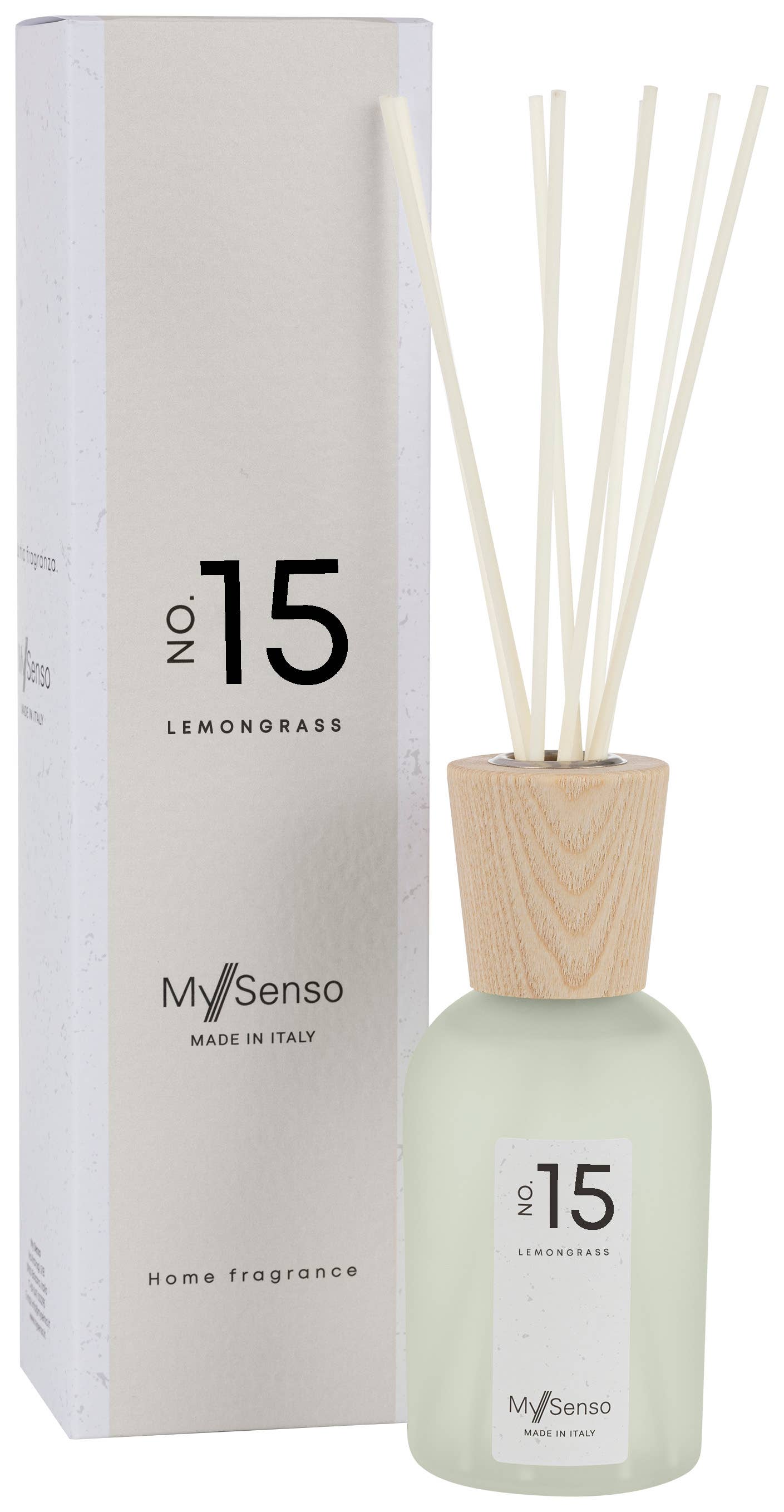 MySenso – Engroshandel Duftolie med pinde – MySenso duftspreder 240 ml N°15 Citrongræs, duft fra Italien1