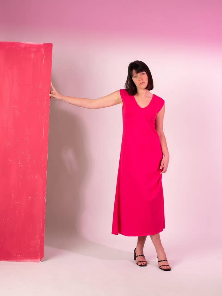 Minimalism pink Egyptian cotton dress for wholesale by Magical Crisálida