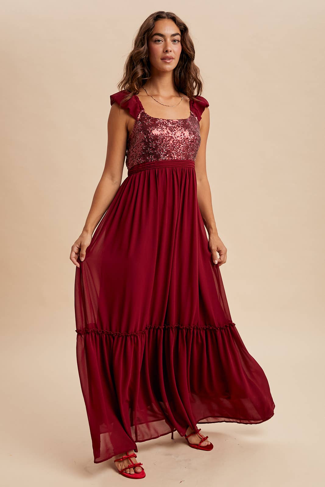 In Loom - Vendita all'ingrosso Vestito - Donna - ABITO MAXI CON PAILLETTES A CONTRASTO PER LE VACANZE0