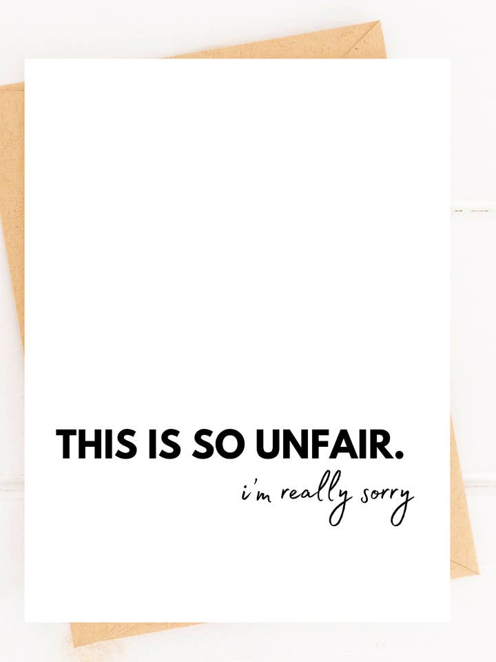 Tarjeta de condolencias por la pérdida con texto «Esto es tan injusto y lo siento» para venta al por mayor de Five Dot Post