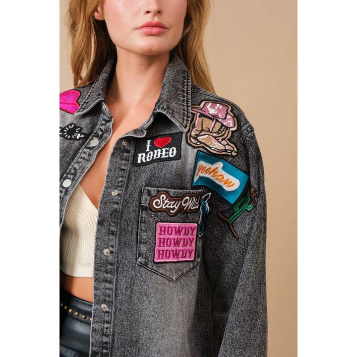Apolline - Wholesale Denim Jacket - Women's - WASHED WESTERN PATCHWORK DENIM JACKET2