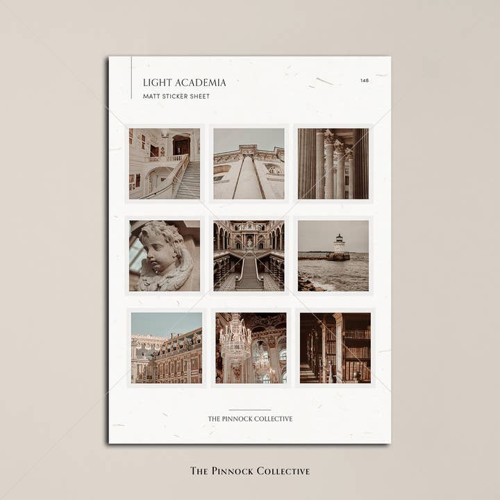 The Pinnock Collective - Wholesale Sticker - Light Academia Themed Sticker Sheet2