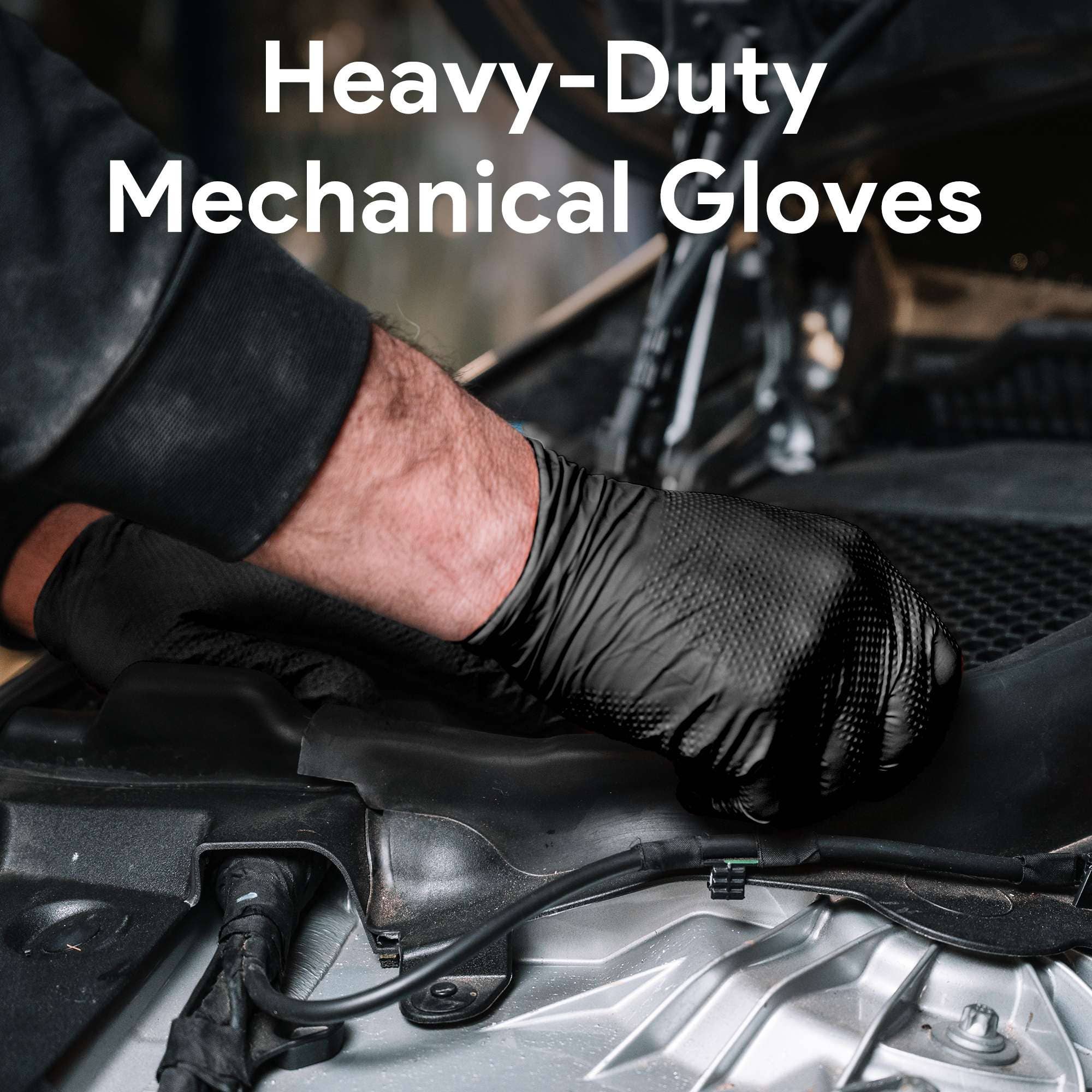 ShopHomeMed - Wholesale Gloves - Unisex - WeCare Diamond Textured Black Nitrile Gloves - 8 Mil Thick7