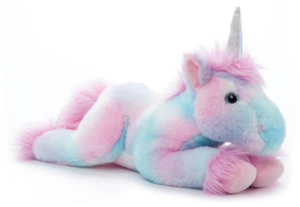 Unicorn Stuffed Animal Plush Toy Pastel Tie Dye Rainbow Unicorn with Silver Sparkly Horn Unicorn Gifts for Girls The Petting Zoo 14 inches 