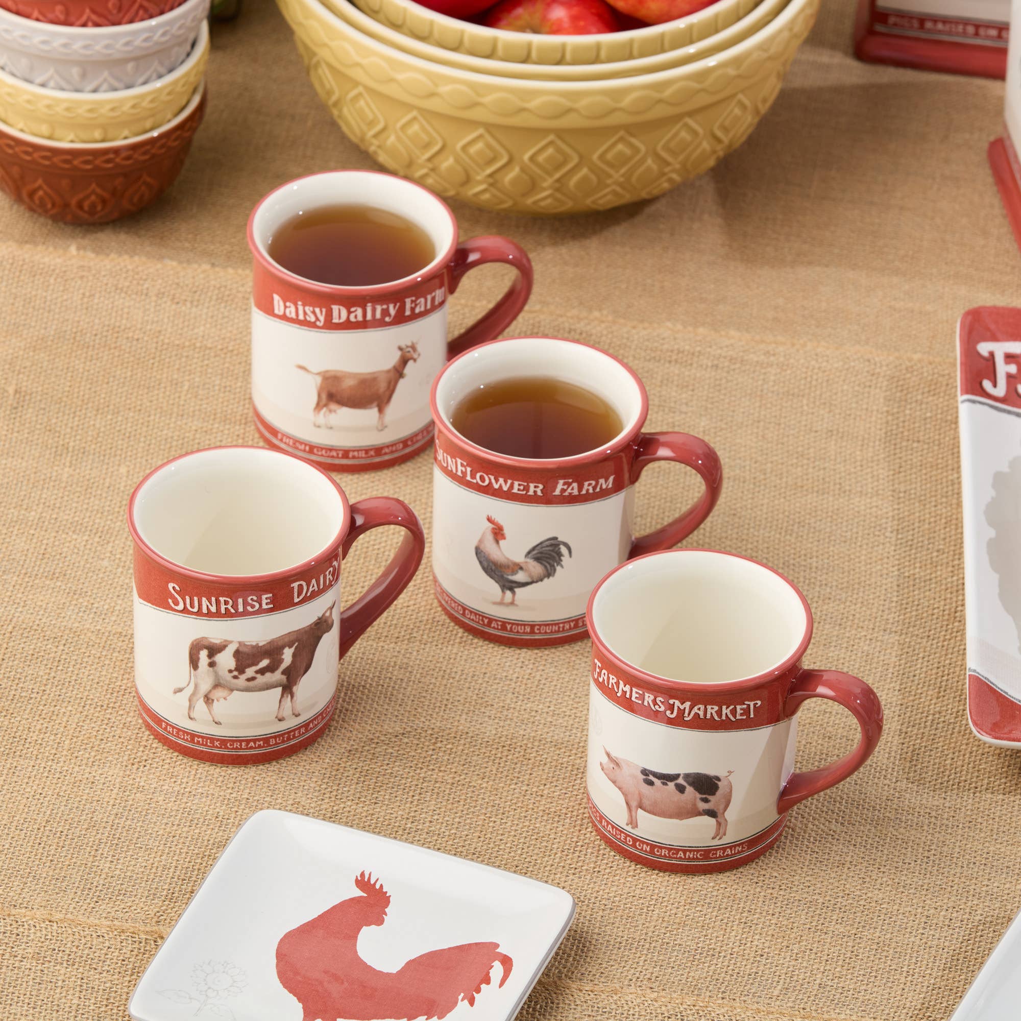 Certified International - Vente Tasse à café - Mug de Ferme Vintage 16 oz. 4 assortis 16 oz