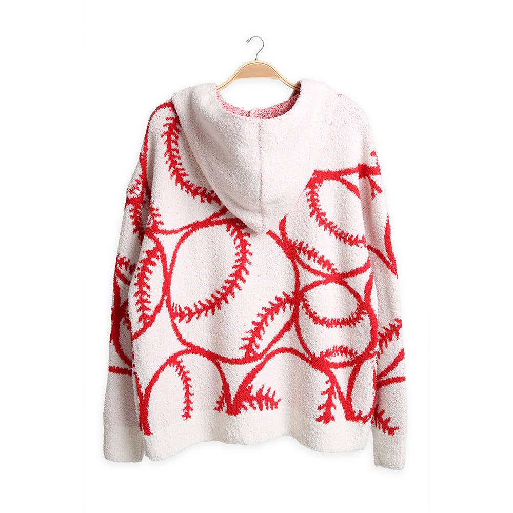 Sensibling Corp. - Vendita all'ingrosso Maglione tricot - Donna - Maglione con cappuccio e tasca con motivo baseball accogliente4