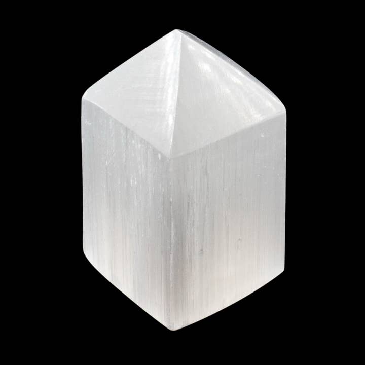 Selenitobelisk 4-sidig TJOCK 6 cm torn för wholesale av Quasar Gems USA