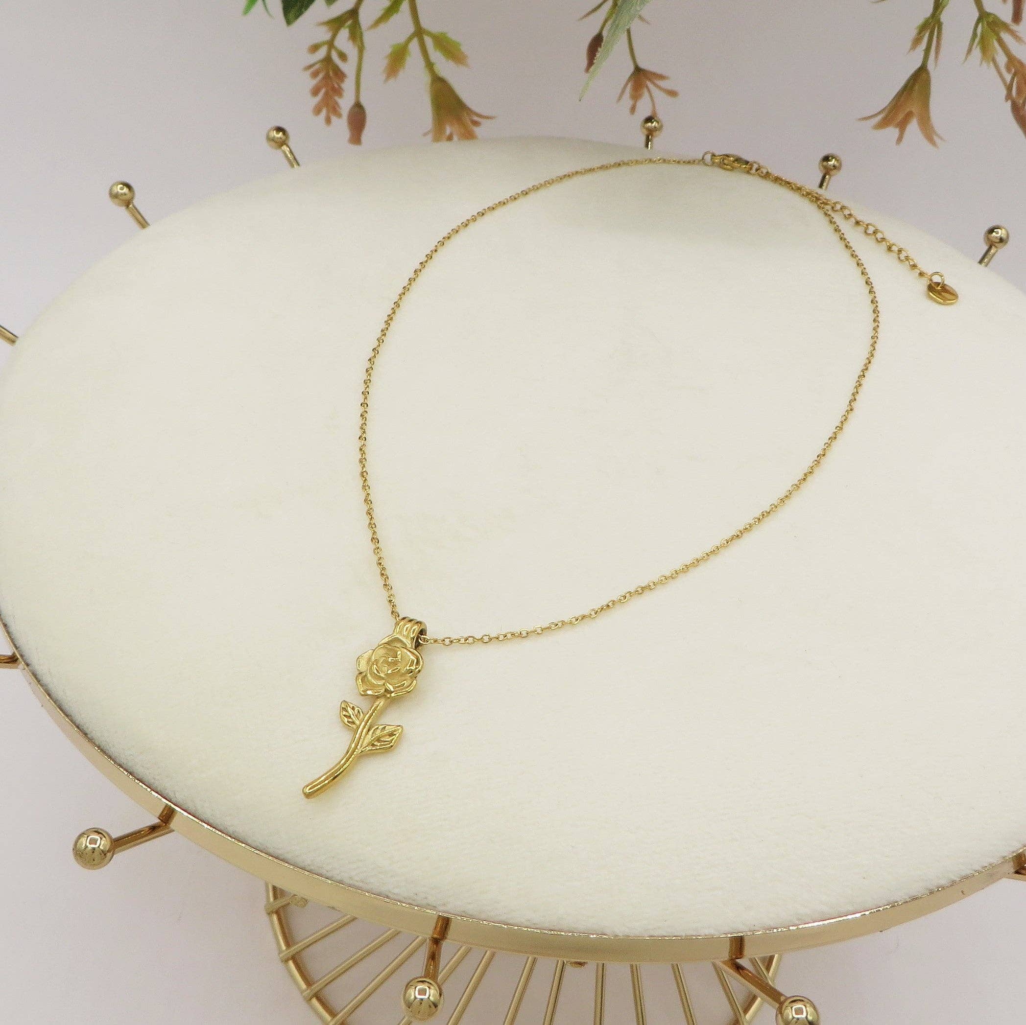 Daemon srls - Wholesale Pendant/Charm Necklace - LA BELLE - ACCIAIO INOSSIDABILE- collana con rosa pendente1