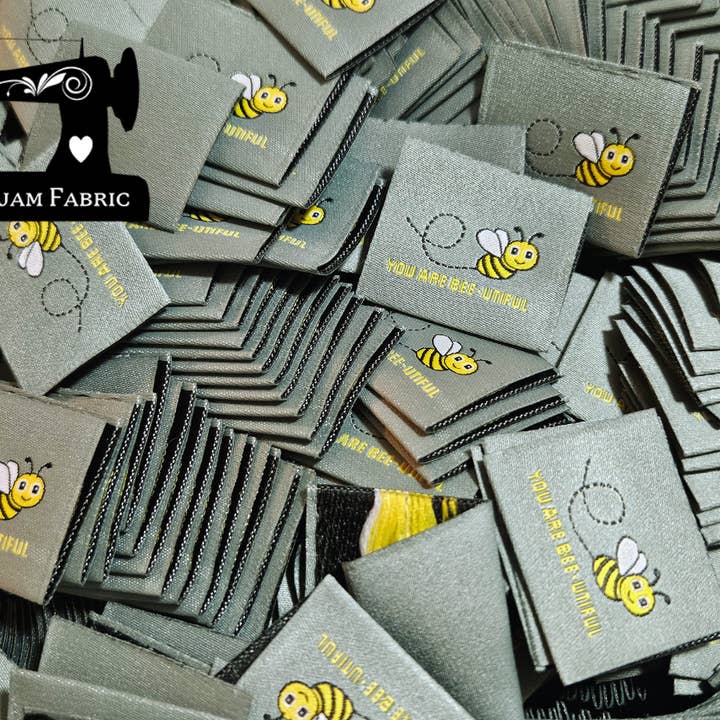 You Are Bee-utiful, Bee, Woven Clothing Labels, 10 pack for wholesale by Rubyjam Fabric