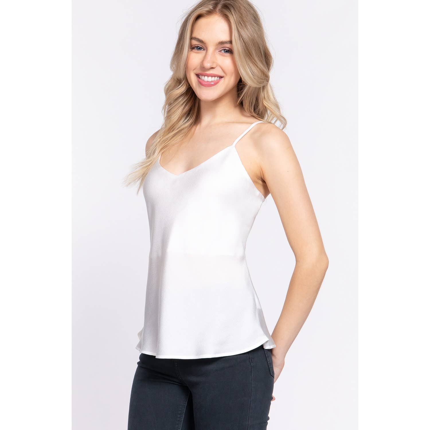 Apolline - Wholesale Camisole - Women's - DOUBLE V NECK SATIN CAMI TOP7