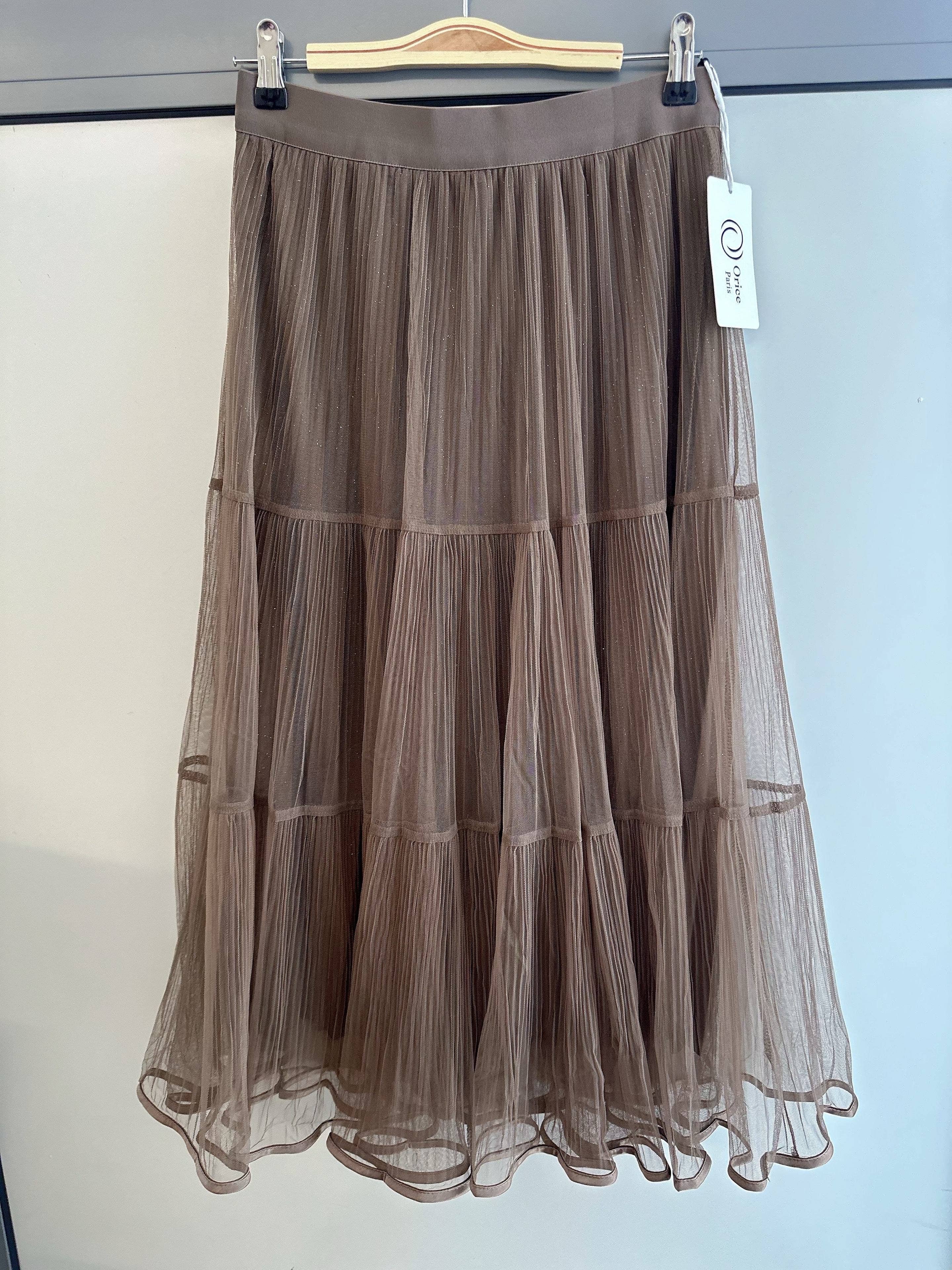 Reversible taupe tulle long skirt for women - Orice for wholesale on Faire5
