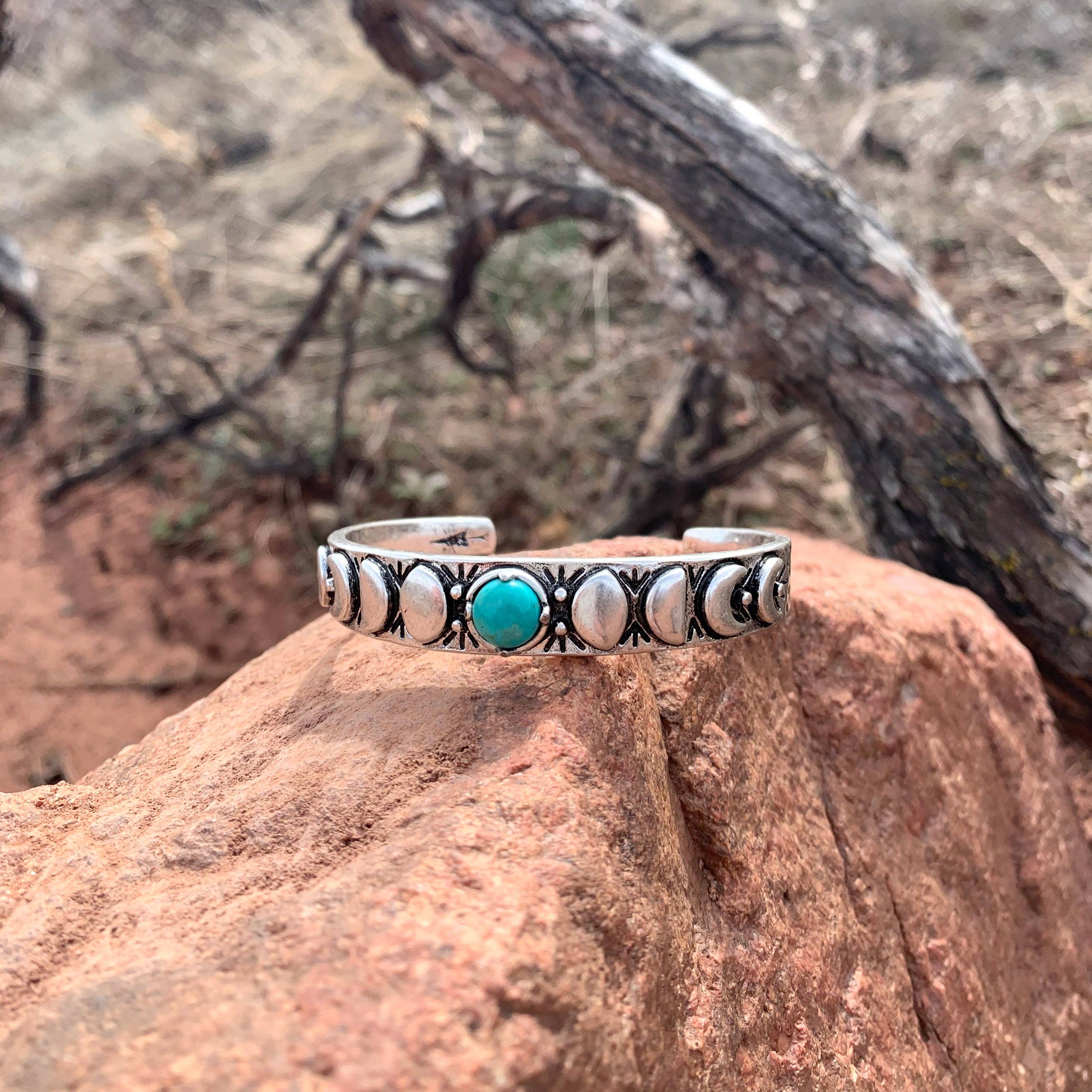 Hiouchi Jewels | Rose & Bolt Grateful Dead Jewelry - Wholesale Cuff Bracelet - Moon Phases Cuff Bracelet | Turquoise11