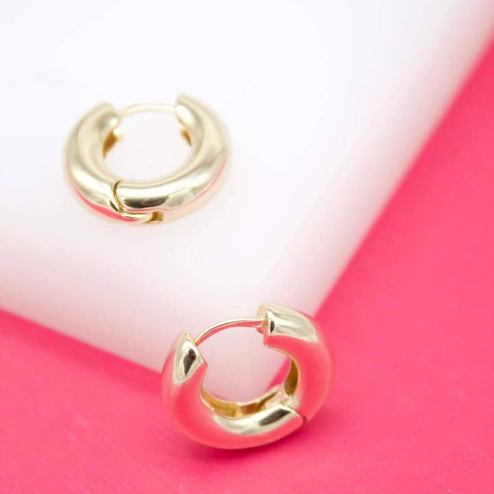 MIA Jewelry - Wholesale Huggie Earrings - 18K Gold Filled Rounded Thick Huggies Earrings (L242)