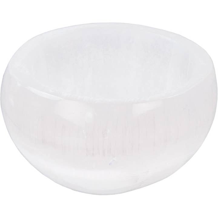 Kheops International - Vendita all'ingrosso Attrezzatura per meditazione - Ciotola piccola in selenite bianca intagliata con pietre preziose (ciascuna)