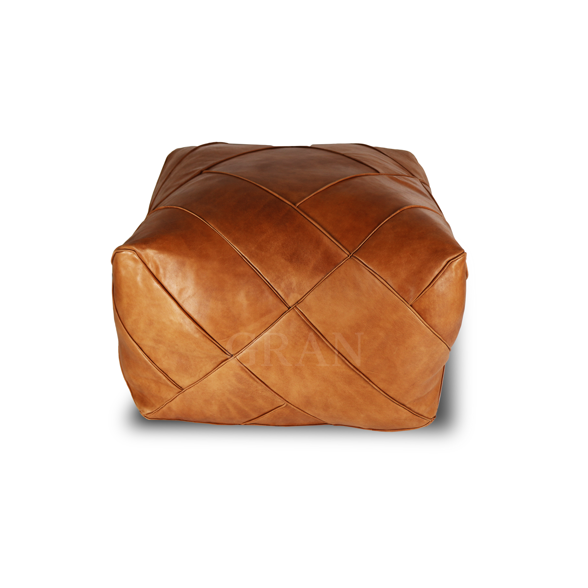 Gran Wholesale - Wholesale Pouf - Handmade Moroccan Square Leather Pouf Brown - Unstuffed 2