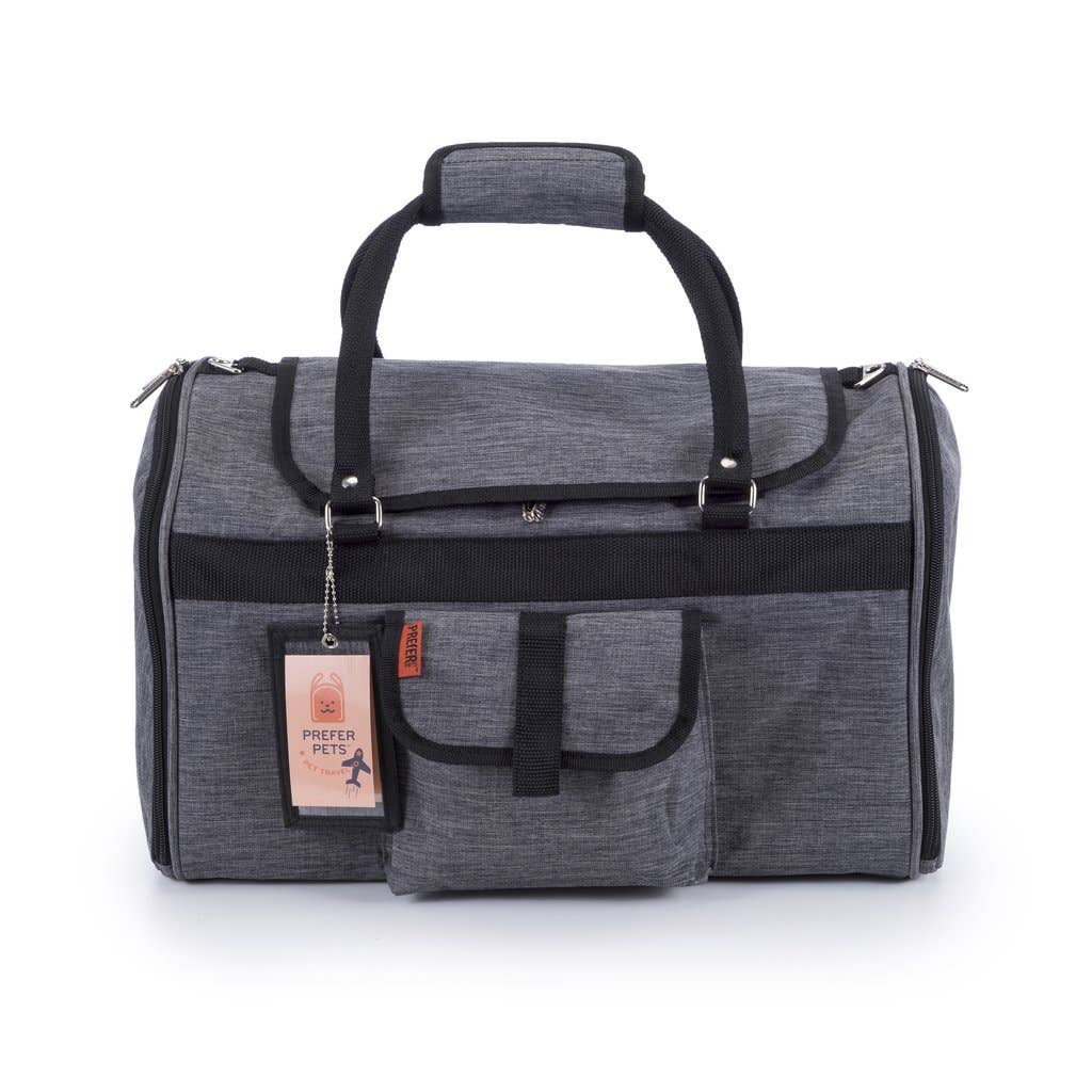 Prefer Pets Travel Gear - Wholesale Pet Carrier - Cat/Dog - Hideaway Duffel - XL Heather Grey