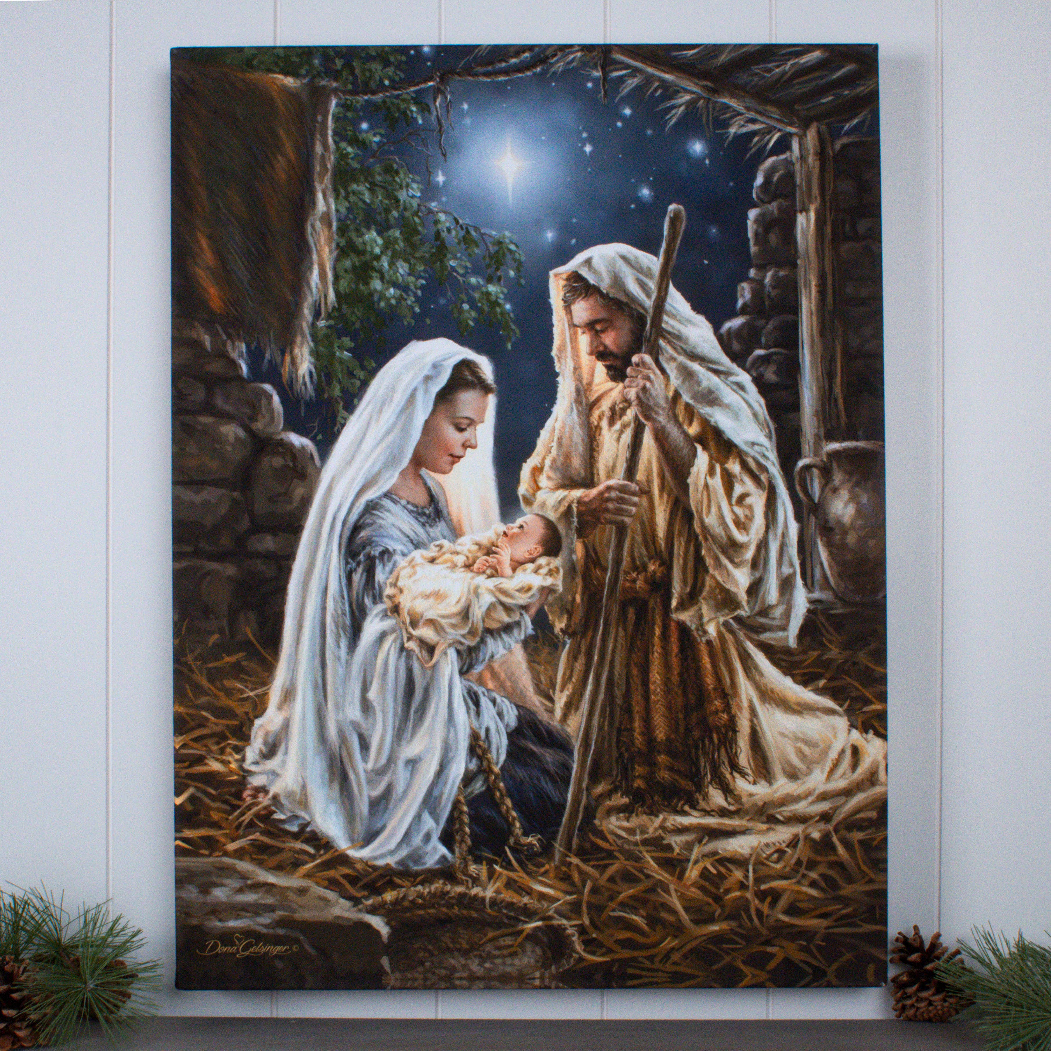 Glow Decor - Wholesale Art Print - Born in a Manger 18x24 Fully Illuminated LED Wall Art1
