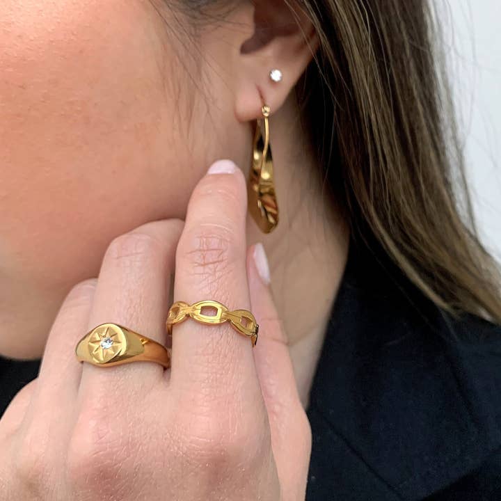 MAI DESIREE - Vente Bagues chaînes - BAGUE CHAÎNE À MAILLONS DORÉS DYLAN1