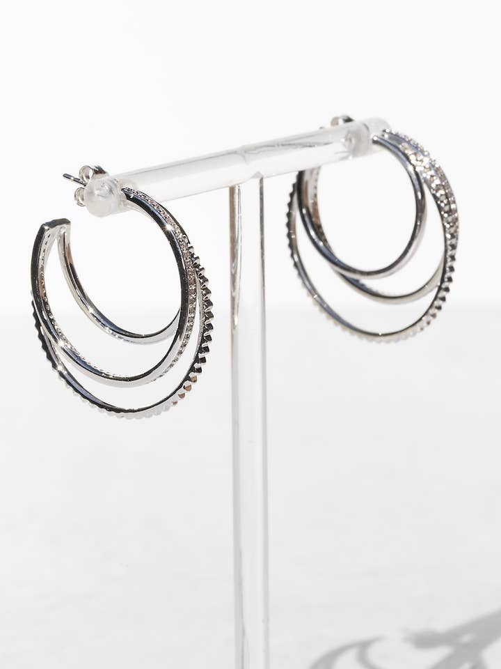 TRIPLE THREAT HOOPS- STERLING SILVER PLATE for wholesale by Native Gem