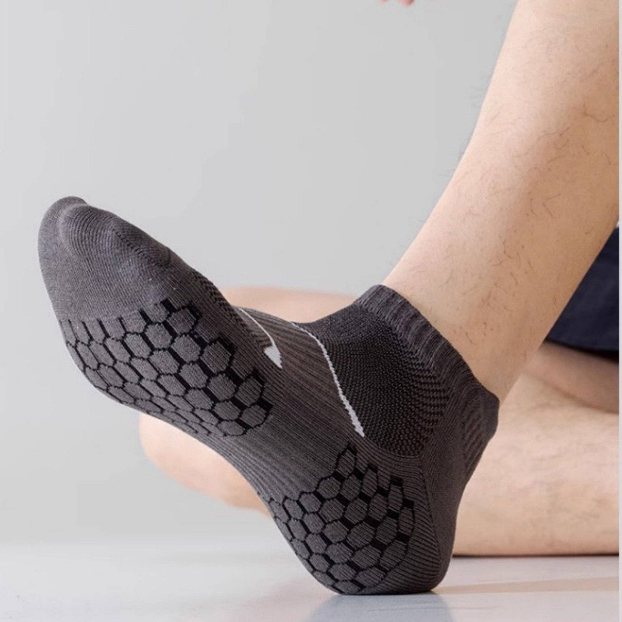 AK Brand - Wholesale Socks - Men's - Men's Cushioned Low Cut Grip Socks 5-Pack with Arch Support9