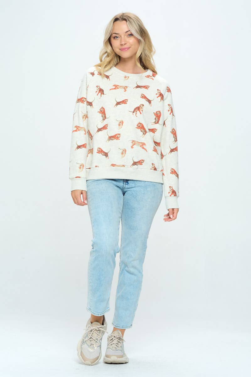 SM WARDROBE - Wholesale Graphic Sweatshirt - Women's - TIGER PRINT SWEATSHIRT3