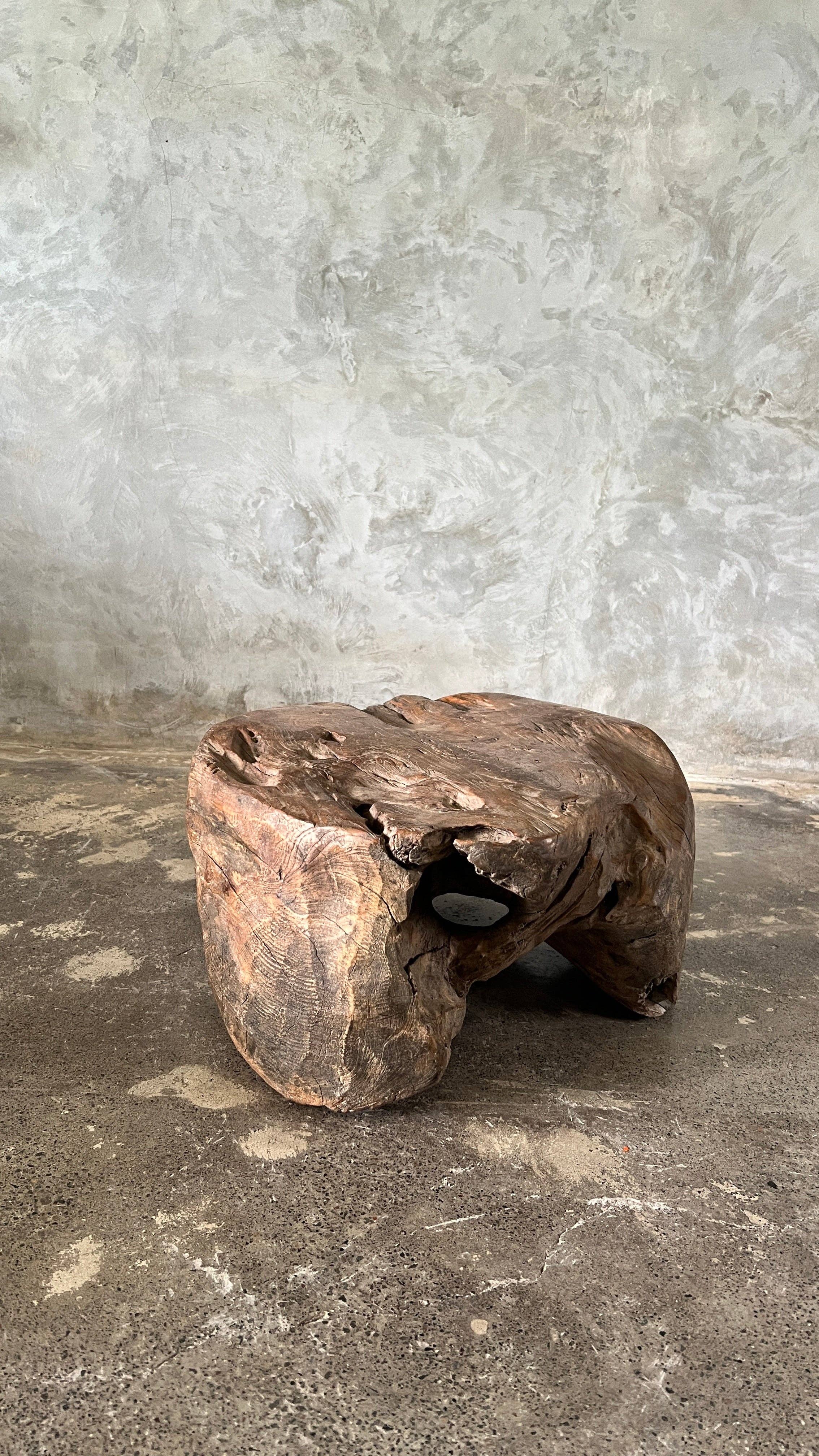 Office Objets - Wholesale Side Table - Small round coffee table in solid monoxyle organic teak D:47 H:255