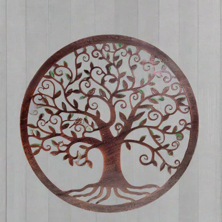 Marissa's Gifts - Vente Décoration murale - Art mural en bronze fait main représentant l'arbre de vie avec racines pour intérieur/extérieur 40 cm