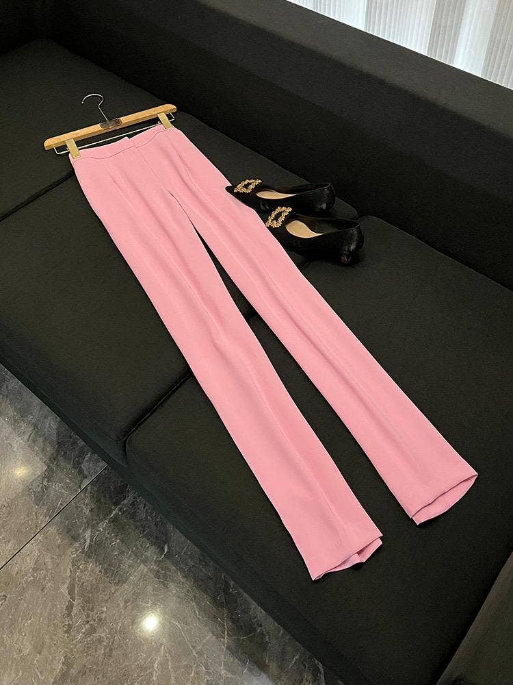 Rose Veste en diamant rose perlée à la main SY379 et costume pantalon skinny en vente sur Faire10