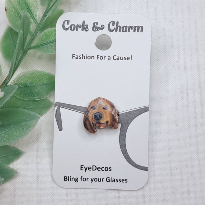 Cork and Charm - Wholesale Eyewear cases & holders – Women's - Labrador Retriever Dog Gold Plated Enamel EyeDeco1