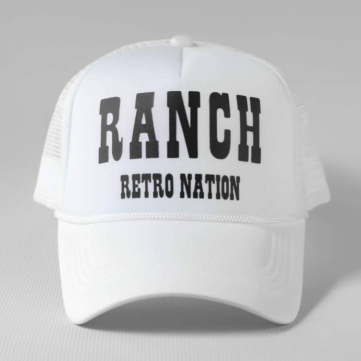 Ranch Trucker Hat - White/Black for wholesale by Retro Nation