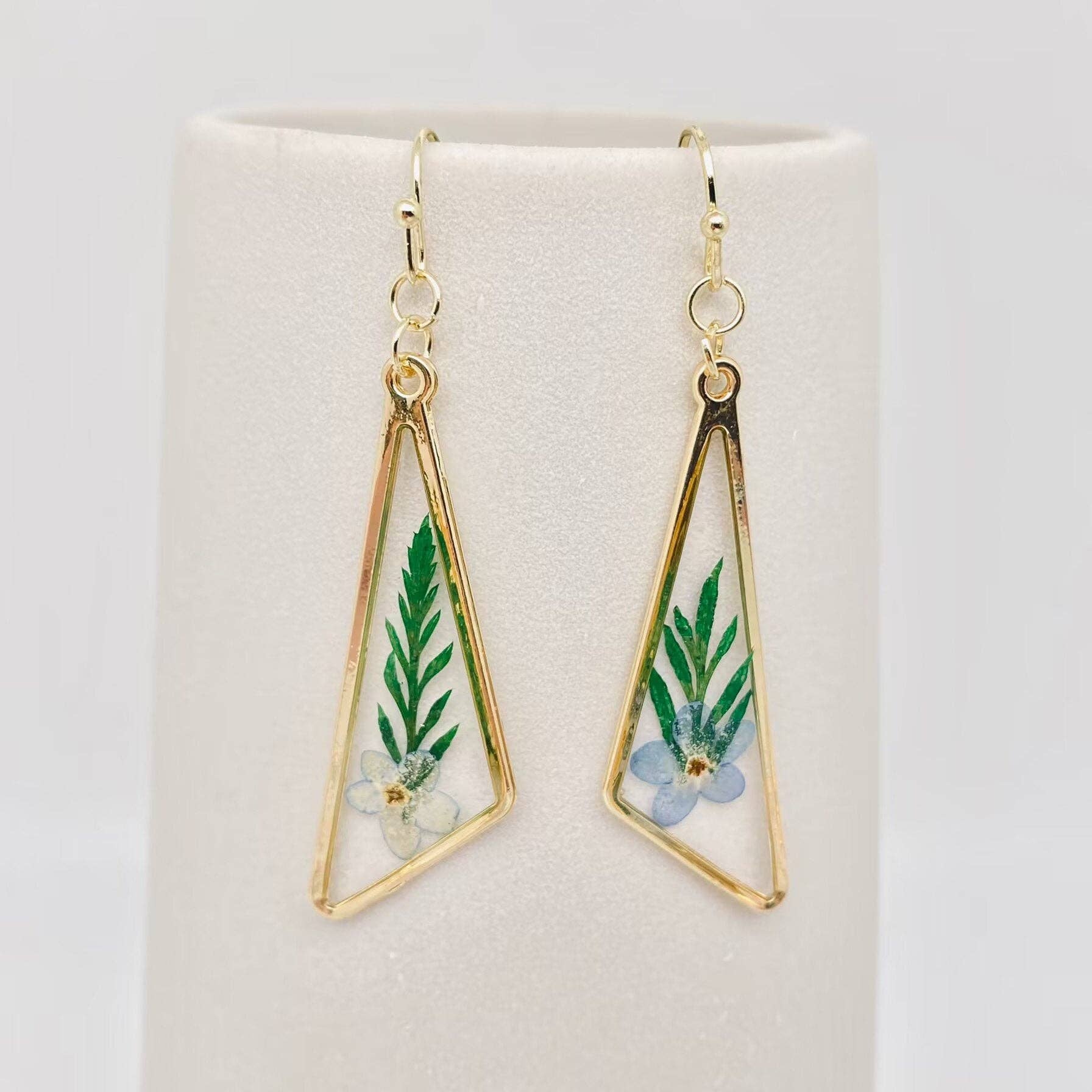 Mio Queena - Wholesale Dangle Earrings - Dried Flower Myosotis Sylvatica Pressed Plant Earrings - PDF1