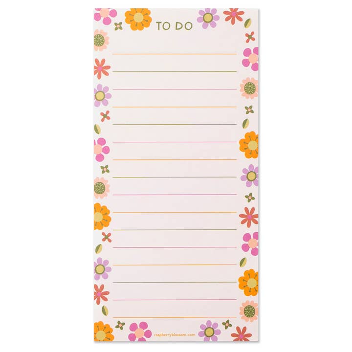 Retro Floral To-Do List Notepad for wholesale by Raspberry Blossom