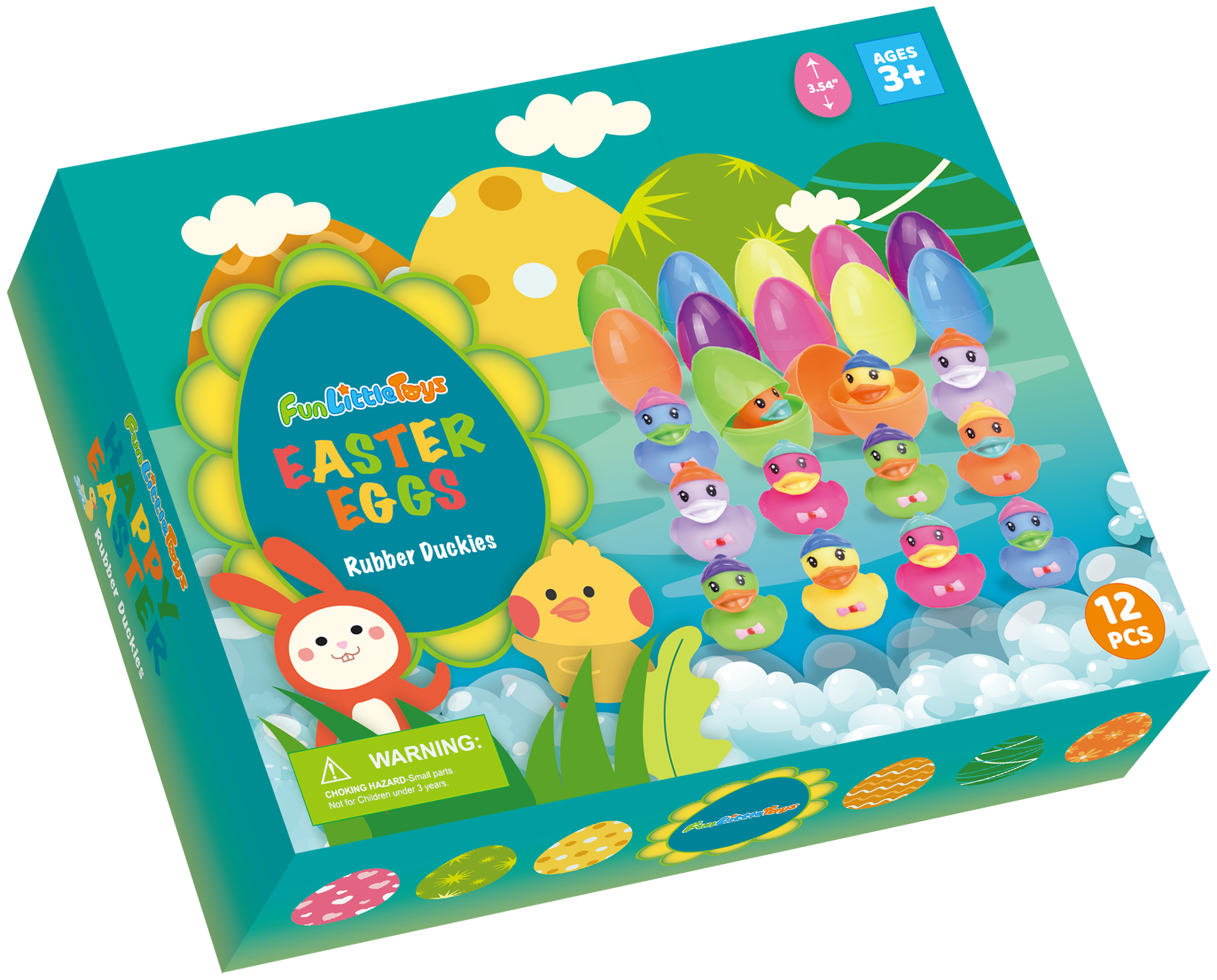 Fun Little Toys - Vente Jouet pour le bain – bébé - 12 œufs de Pâques avec canard en caoutchouc pour bain, jouets pour bébés et enfants8